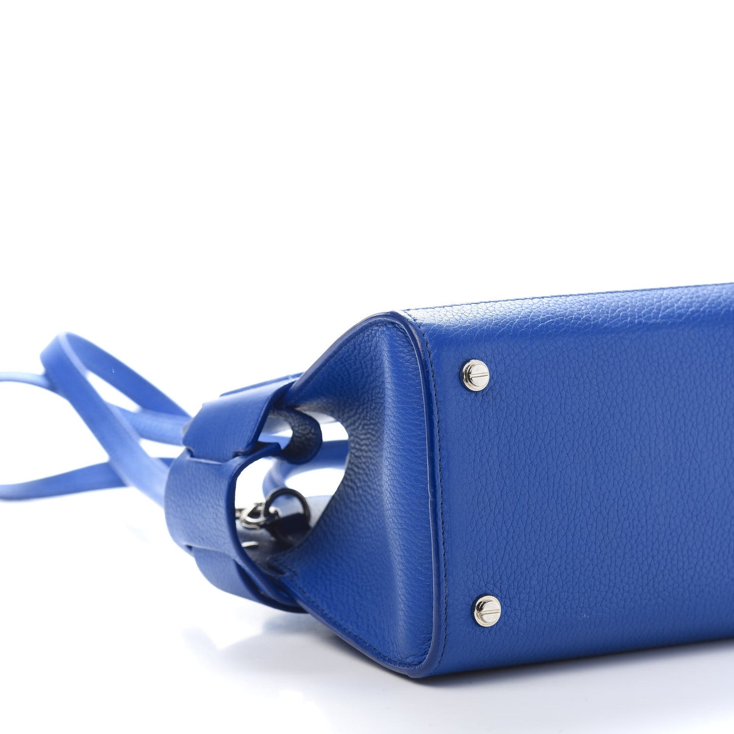 Grained Calfskin Mini Horizon Satchel Blue