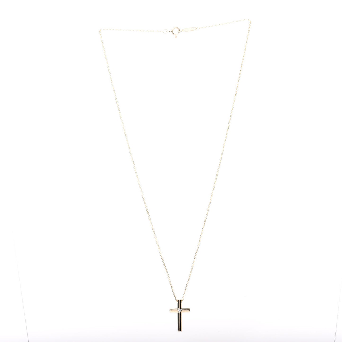 18K Yellow Gold Diamond Cross Pendant Necklace