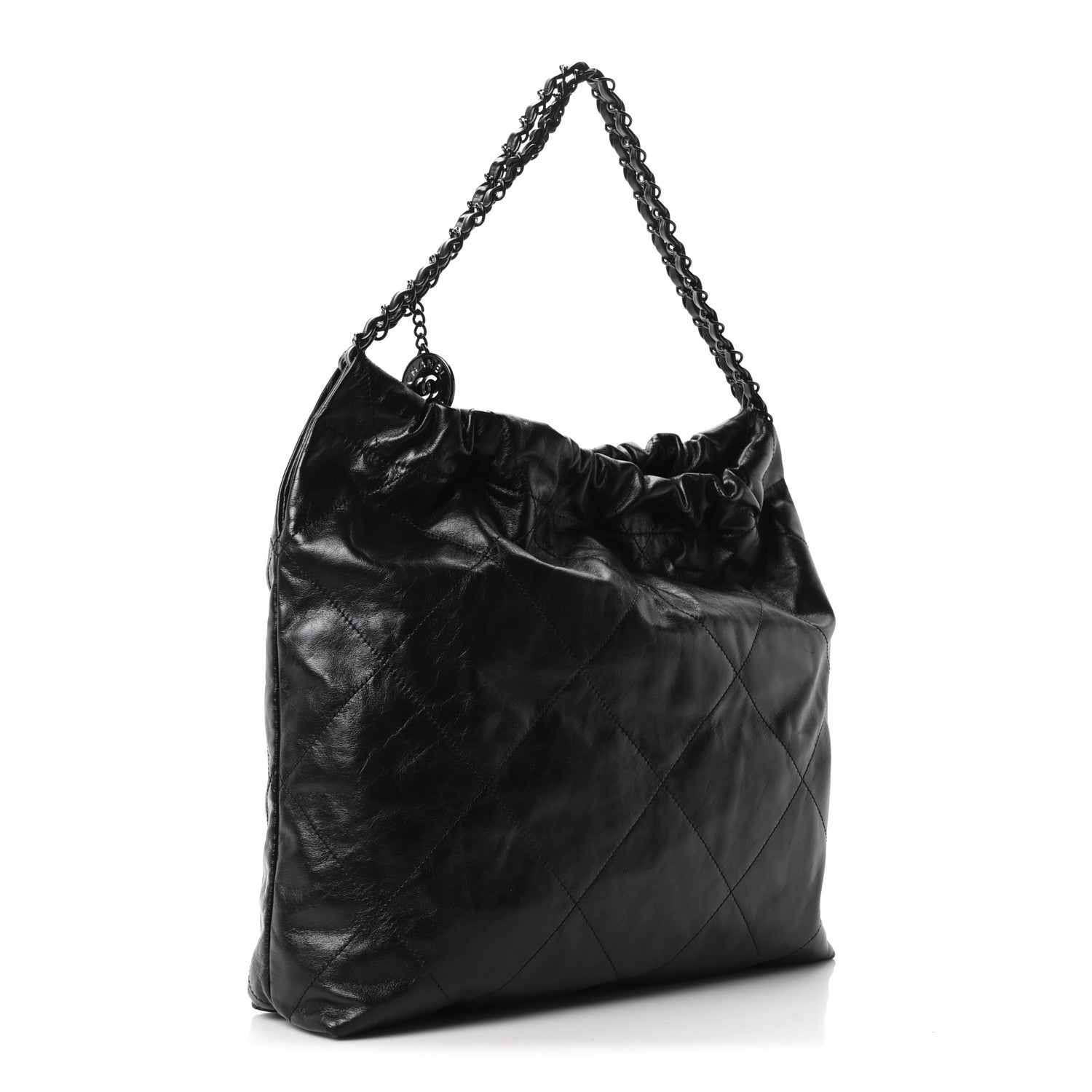 Chanel Shiny Calfskin Quilted Monochrome Small Chanel 22 Black 3 of 10
