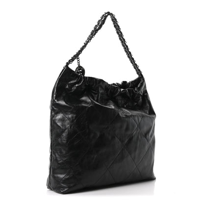 Chanel Shiny Calfskin Quilted Monochrome Small Chanel 22 Black 3 of 10