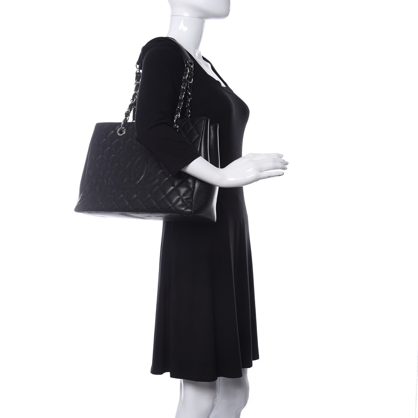 Caviar Quilted Grand Shopping Tote GST Black