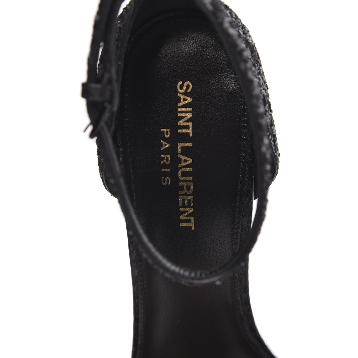 Saint Laurent Glitter Opyum Sandals 38.5 Black 7 of 8