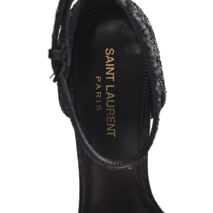 Saint Laurent Glitter Opyum Sandals 38.5 Black 7 of 8