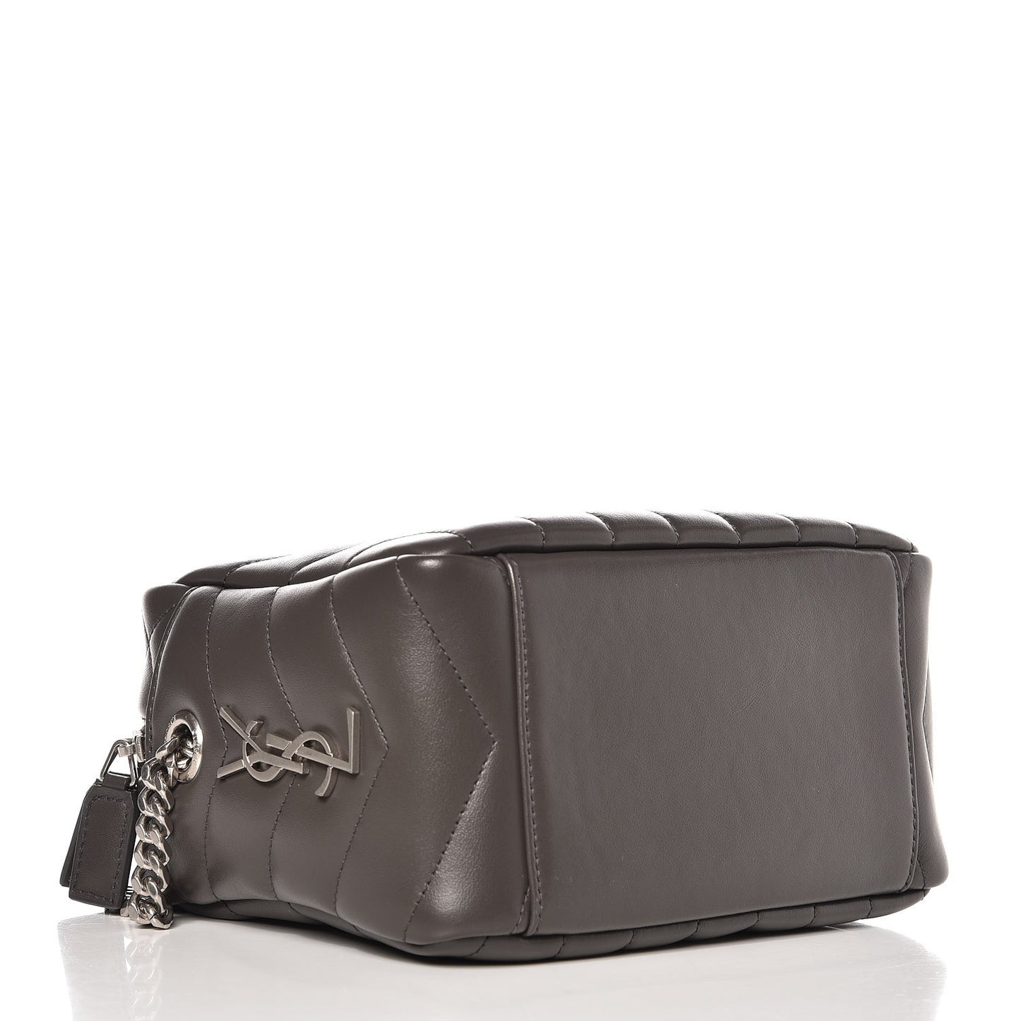 Calfskin Y Quilted Monogram Small Loulou Bowling Bag Asphalt