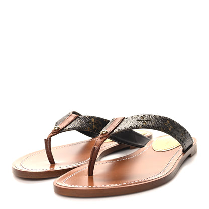 Louis Vuitton Monogram Sunny Flat Thong Sandals 36 Brown 3 of 10