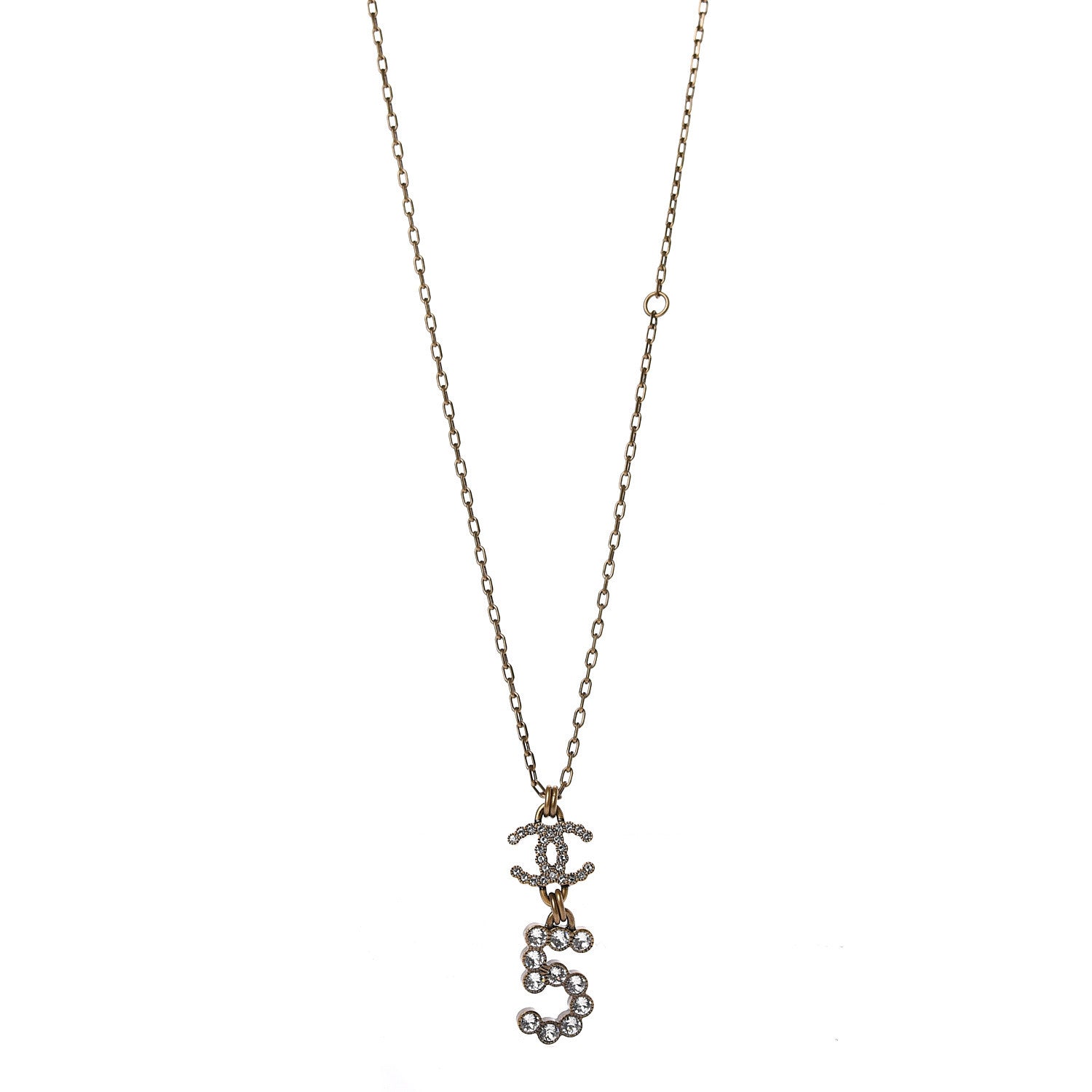 Chanel Crystal City of Light CC Necklace Pendant Gold 1 of 5