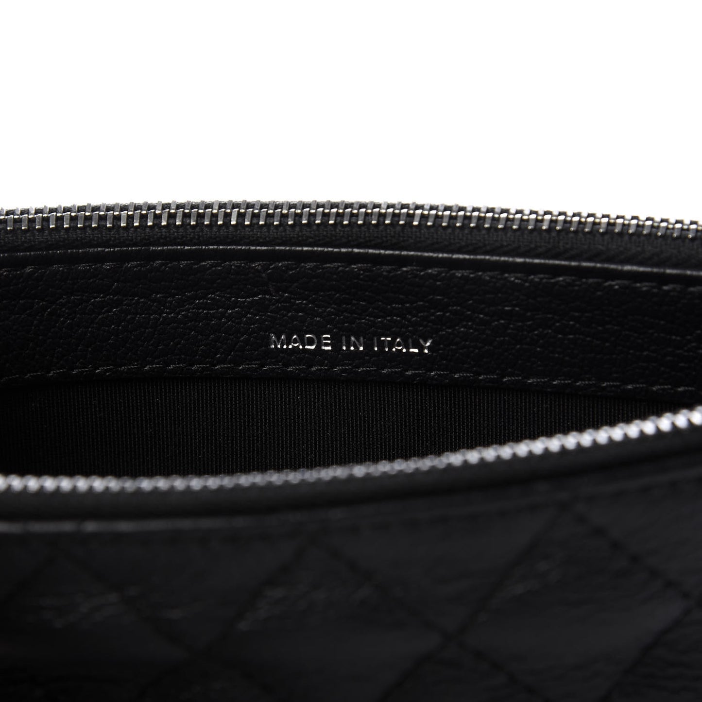 Patent Goatskin Quilted Small Gabrielle Clutch With Chain Black