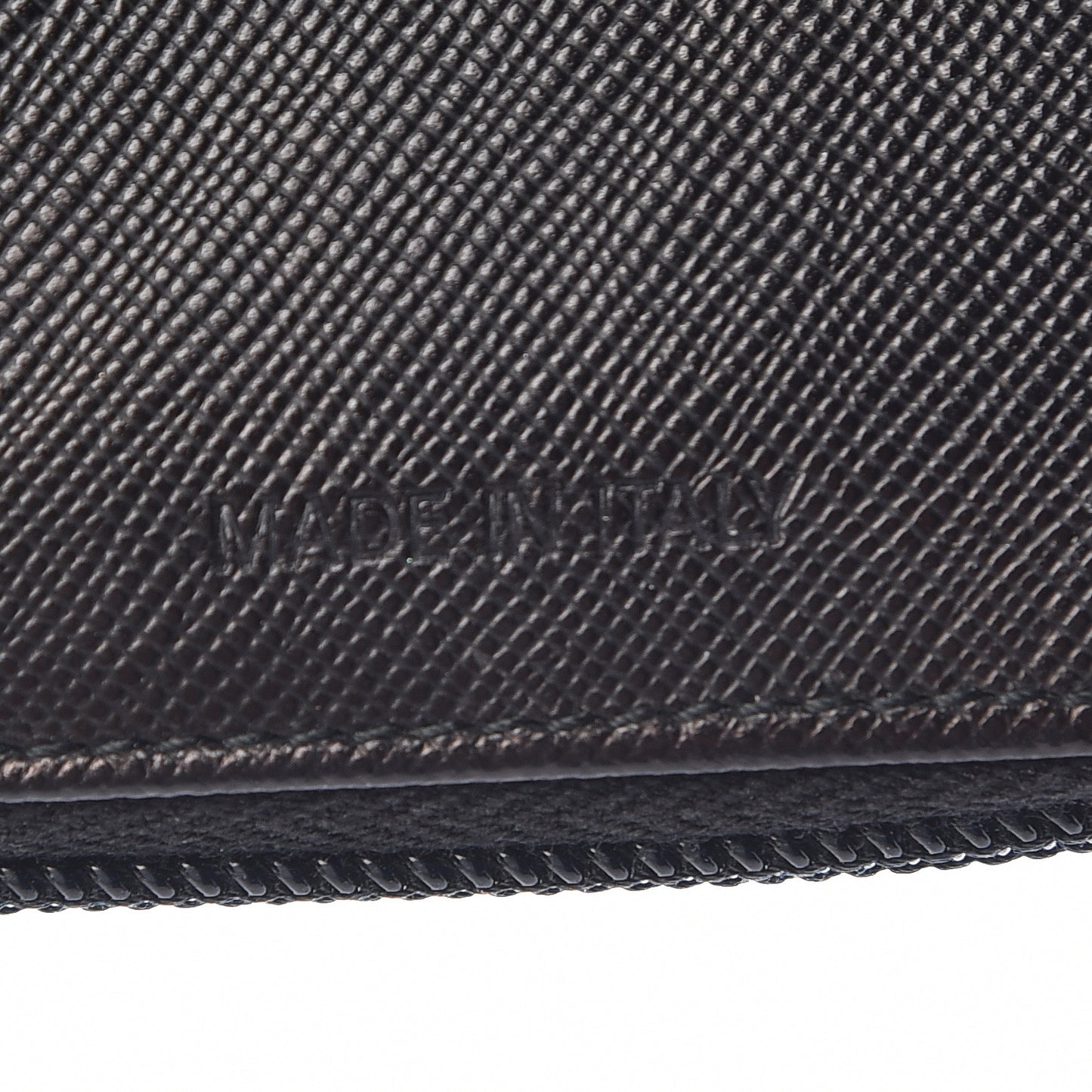 Saffiano Metal Compact Zip Around Wallet Black