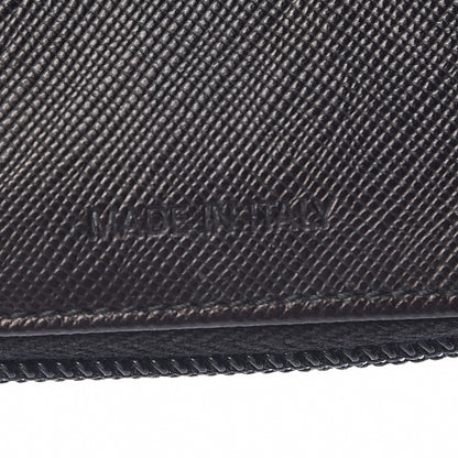 Prada Saffiano Metal Compact Zip Around Wallet Black 8 of 11