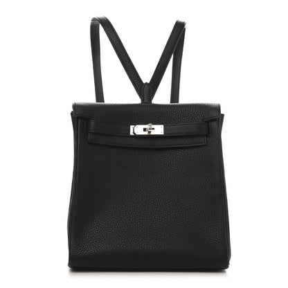 Hermes Taurillon Clemence Kelly Ado Backpack Black 1 of 10