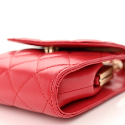 Chanel Shiny Calfskin Quilted Clutch With Chain Red 10 of 11