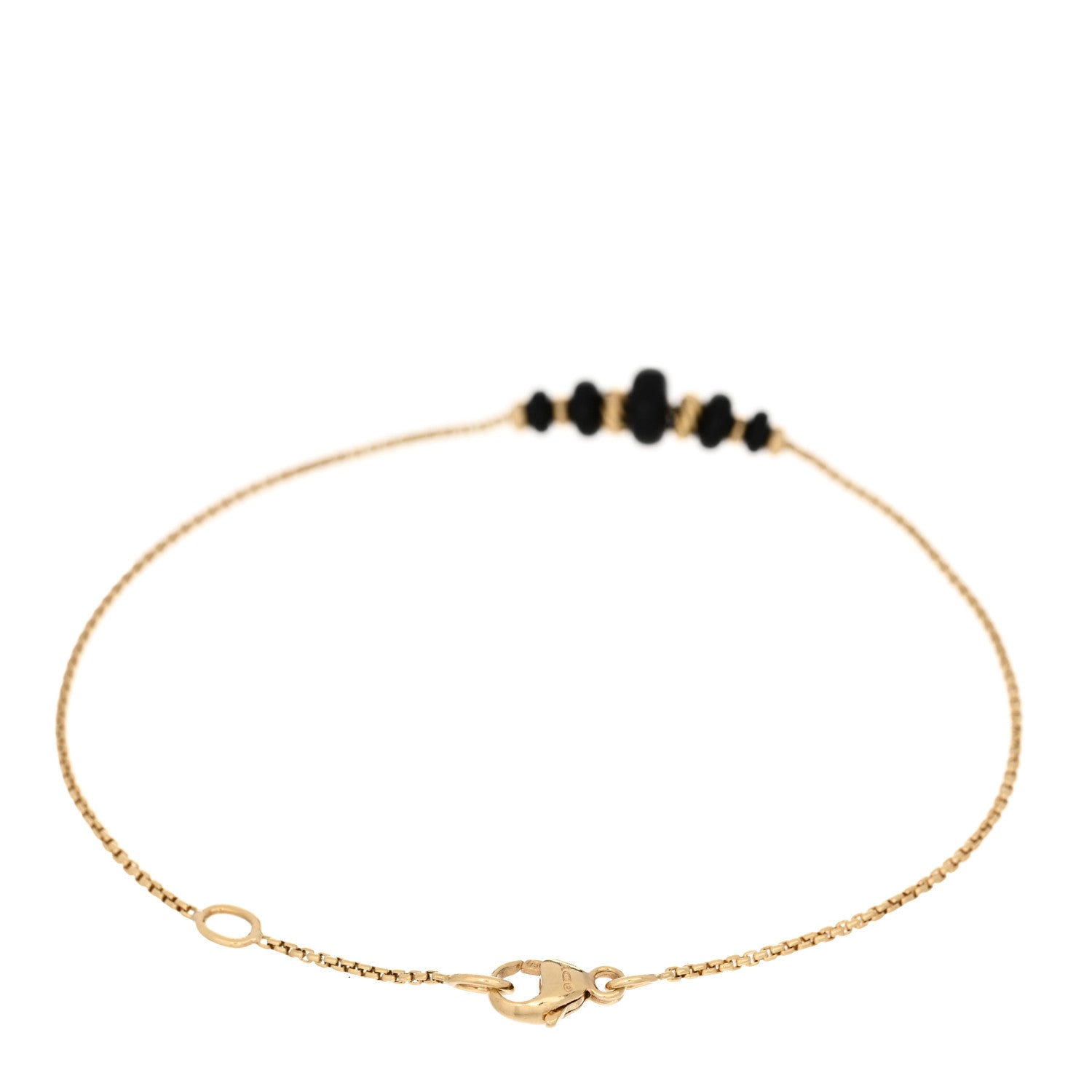 David Yurman 18K Yellow Gold Black Onyx Rio Rondelle Short Station Bracelet 2 of 3