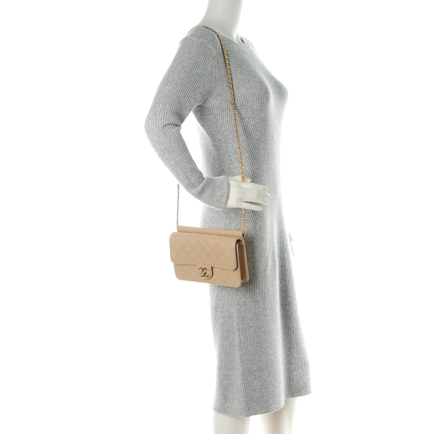Chanel Lambskin Quilted Medium Crossing Times Flap Beige 2 of 8