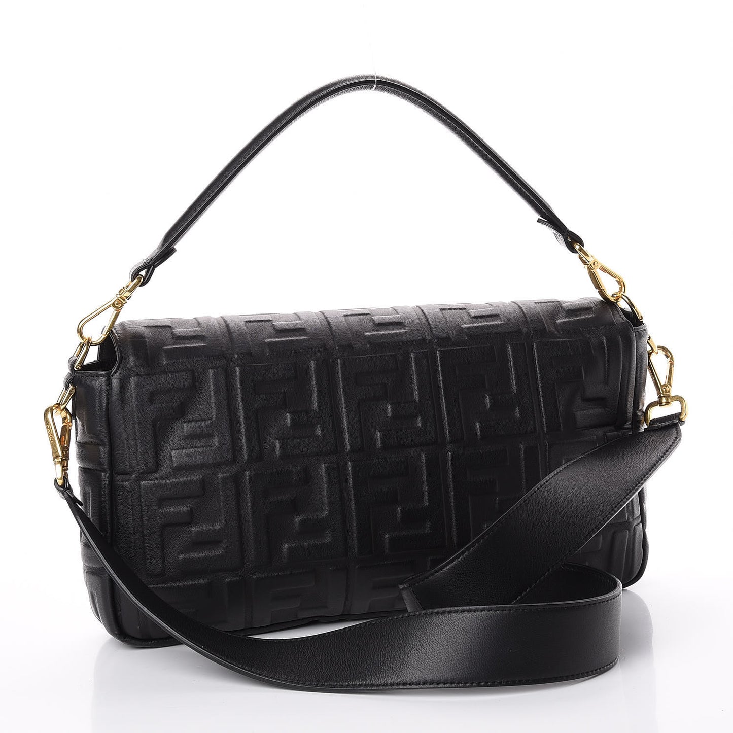 Nappa FF 1974 Embossed Large Baguette Black