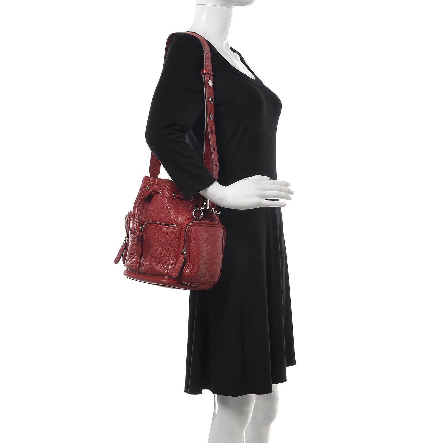 Fendi Cuoio Romano Selleria F is Fendi Grande Mon Tresor Pocket Bucket Bag Rosso 2 of 9