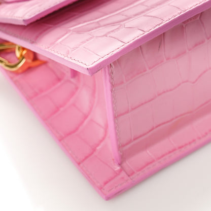 Jacquemus Calfskin Crocodile Embossed Le Chiquito Moyen Pink 7 of 8