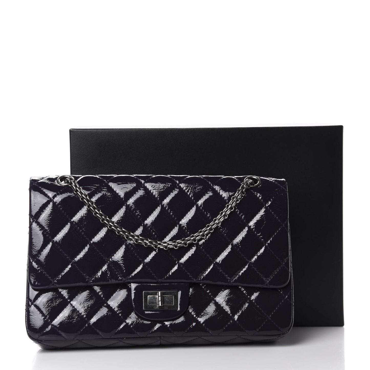 Distressed Patent Quilted 2.55 Reissue 227 Flap Purple
