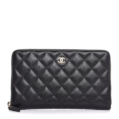Chanel Caviar Quilted Large Zip Around Organizer Wallet Black 1 of 9