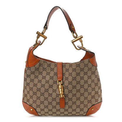 Gucci Monogram Piston Lock Jackie O Hobo Tan 1 of 13