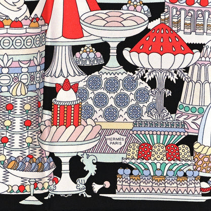 Hermes Silk La Patisserie Francaise Scarf 45 Black Menthol Multicolor 2 of 5