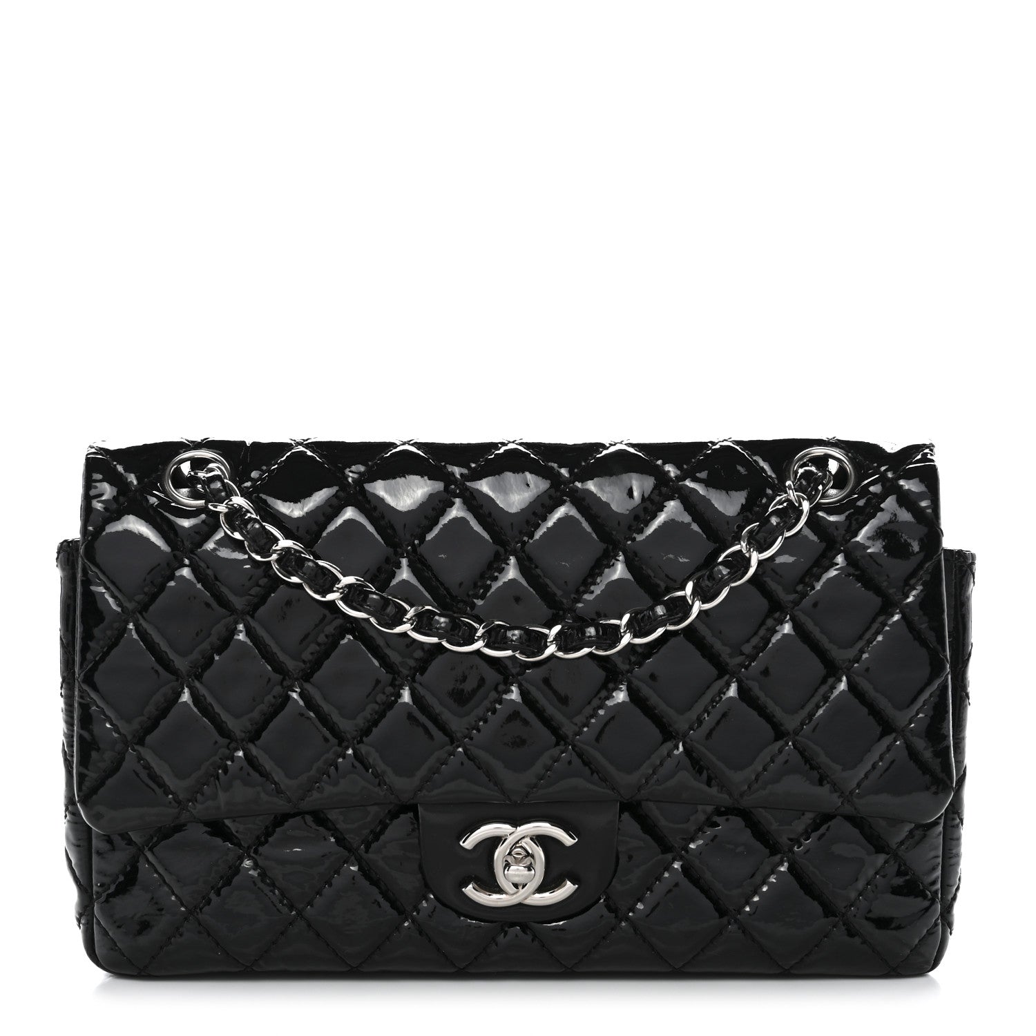 Chanel Patent Quilted Medium Double Flap Black 1 of 13