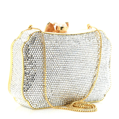 Judith Leiber Swarovski Crystal Butterfly Minaudiere Clutch Silver Gold 2 of 12
