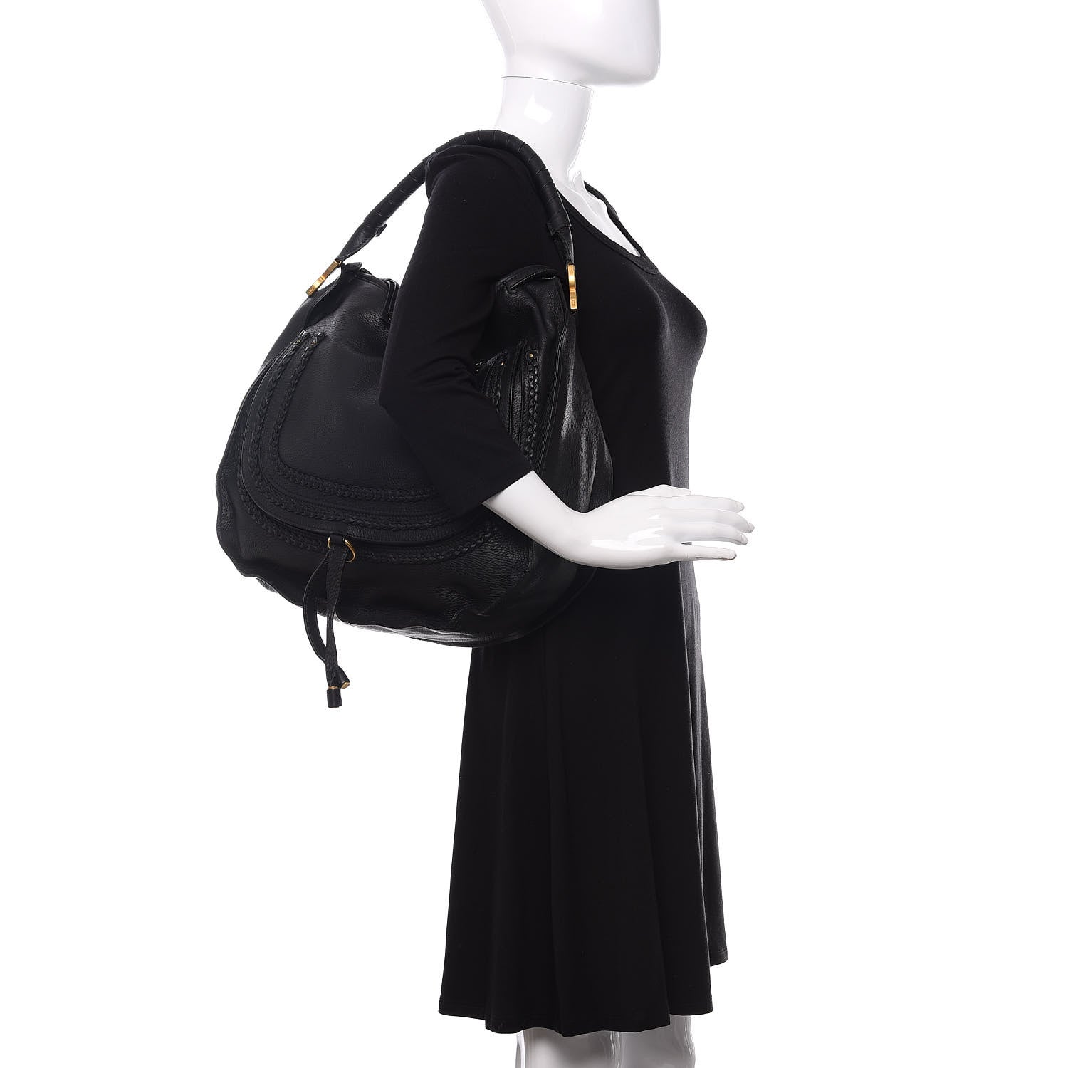 Chloe Calfskin Large Braided Marcie Hobo Black 2 of 10