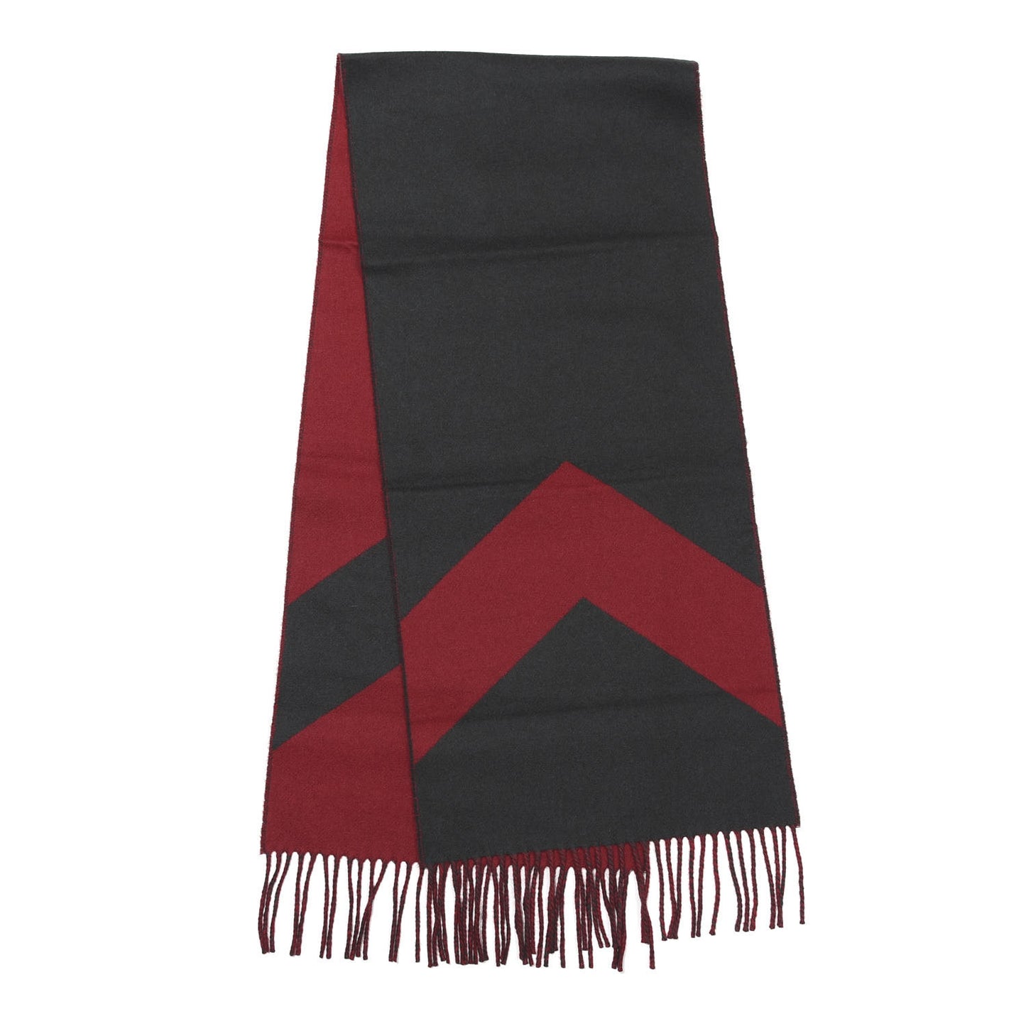 Cashmere Fringe Scarf Red Grey