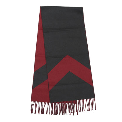 Hermes Cashmere Fringe Scarf Red Grey 1 of 5