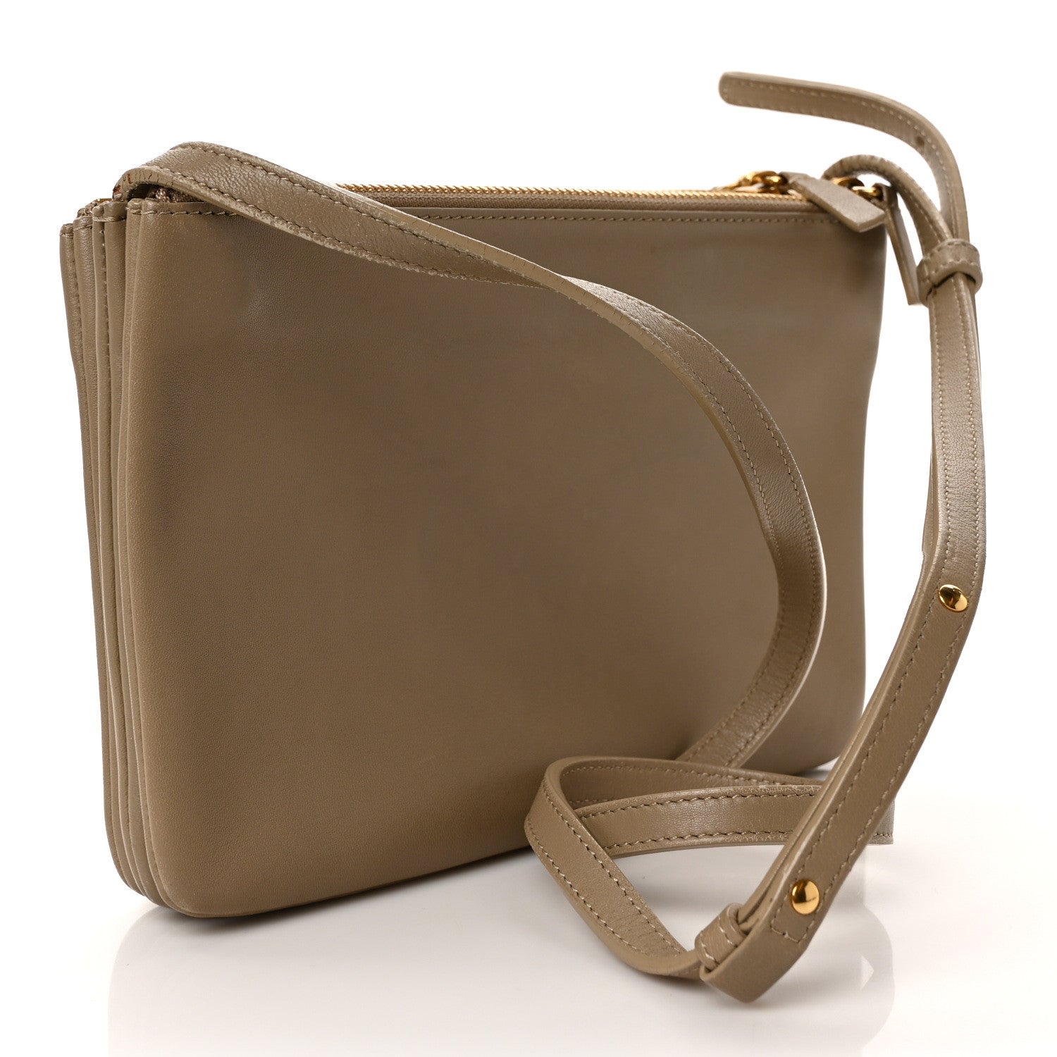Celine Lambskin Small Trio Crossbody Bag Beige 2 of 13