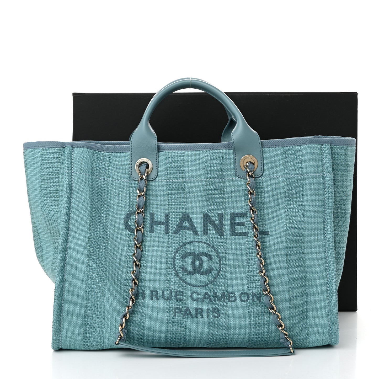 Mixed Fibers Striped Medium Deauville Tote Blue