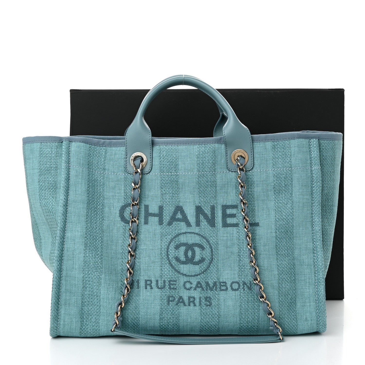 Chanel Mixed Fibers Striped Medium Deauville Tote Blue 12 of 12