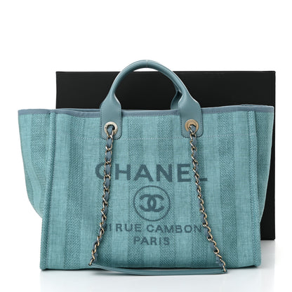 Chanel Mixed Fibers Striped Medium Deauville Tote Blue 12 of 12