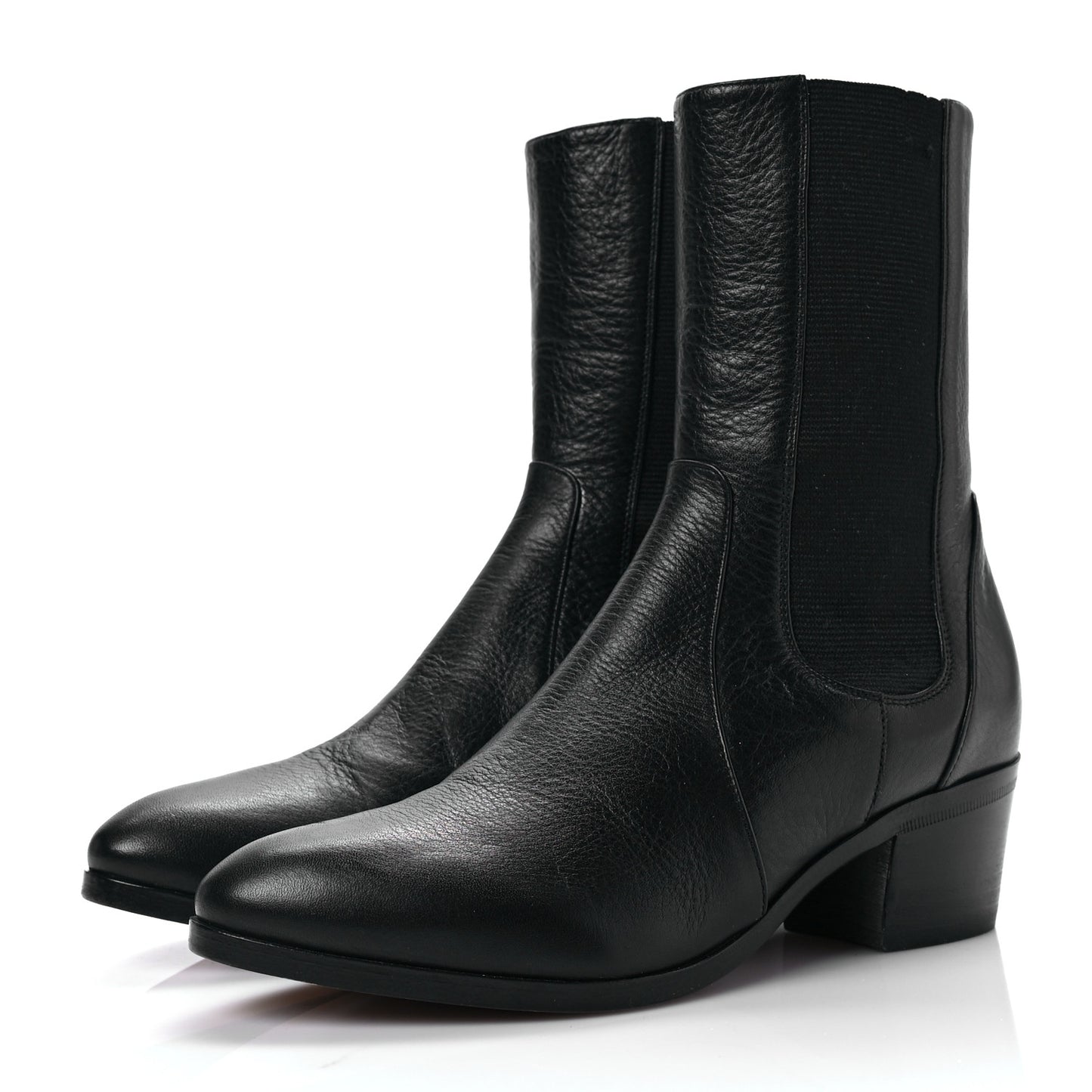 Calfskin Elastic Short Boots 35.5 Black