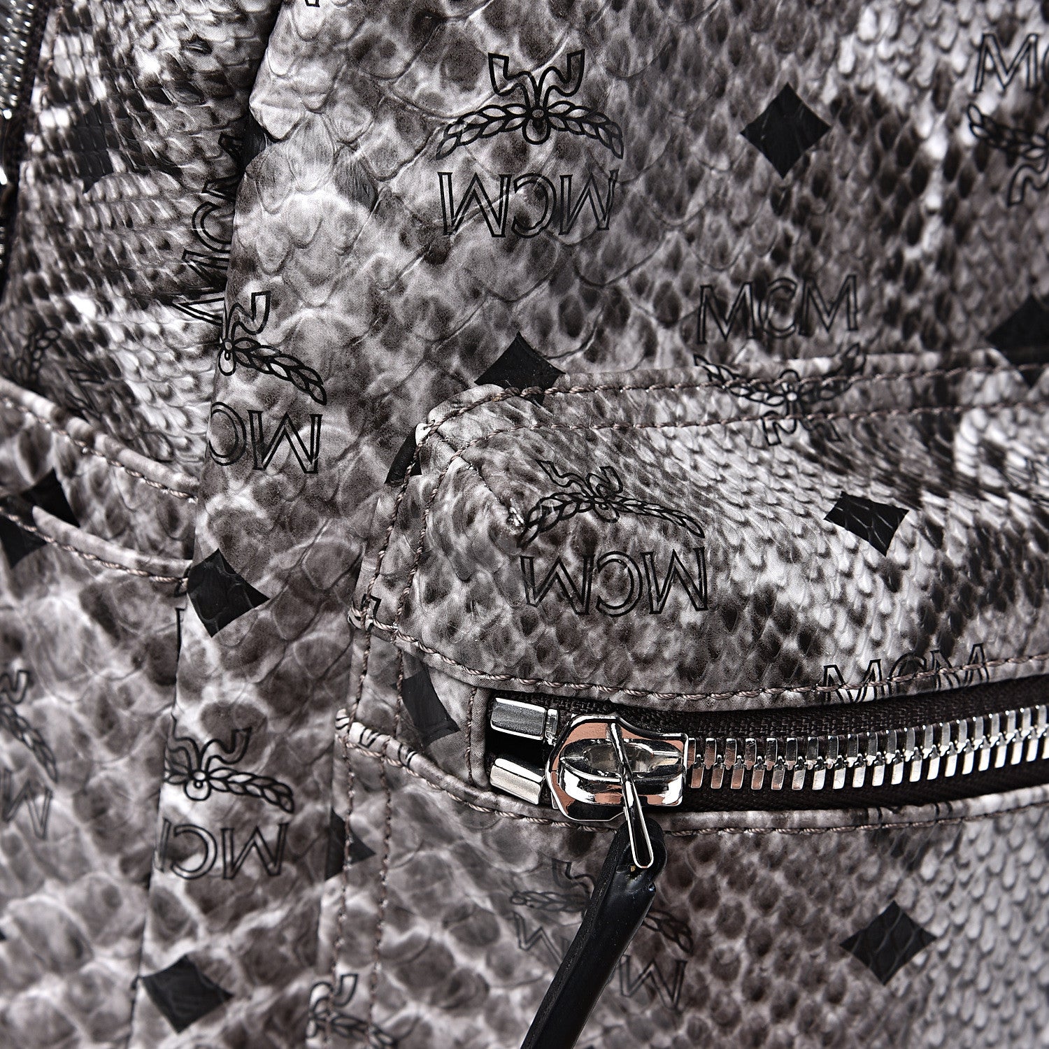 MCM Visetos Snakeskin Printed Small Stark Backpack Light Grey 9 of 9
