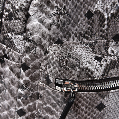 MCM Visetos Snakeskin Printed Small Stark Backpack Light Grey 9 of 9