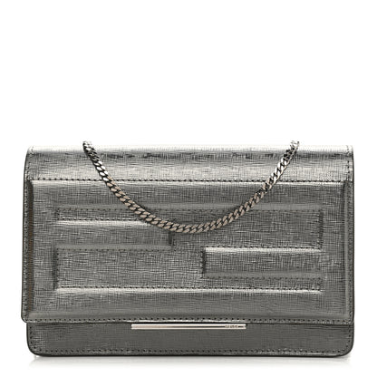 Fendi Vitello Mirror Elite Tube Wallet on Chain Graphite 1 of 12