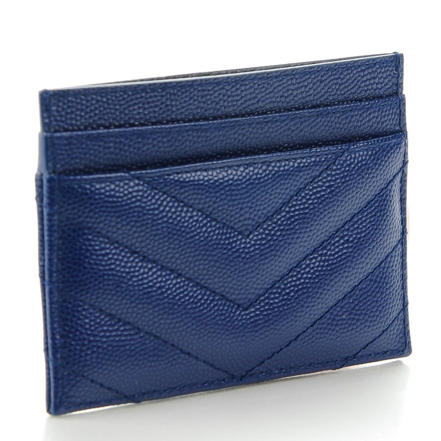 Grain De Poudre Matelasse Chevron Monogram Credit Card Case Royal Blue