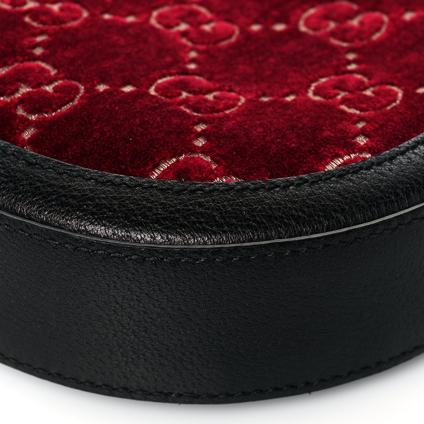 Velvet GG Monogram Textured Calfskin Round Shoulder Bag Red Cipria Black