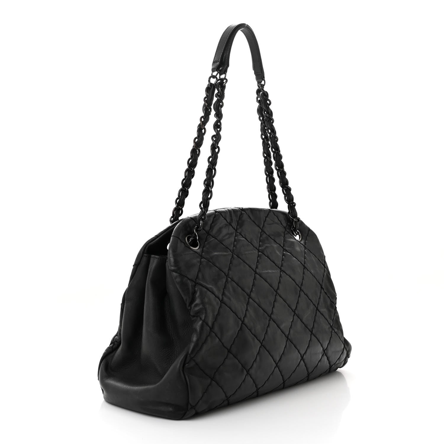 Chanel Iridescent Calfskin Large Just Mademoiselle Bowling Bag Black 3 of 13