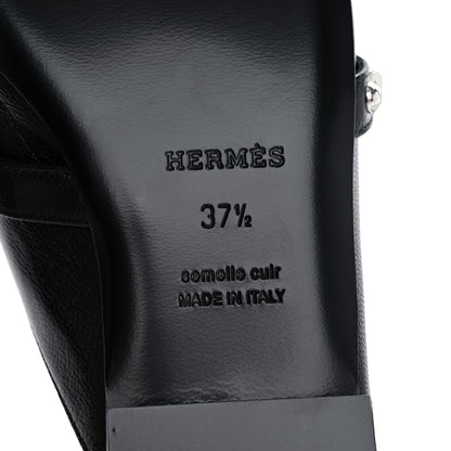 Hermes Goatskin Medor Studded Oz Mules 37.5 Black 7 of 10