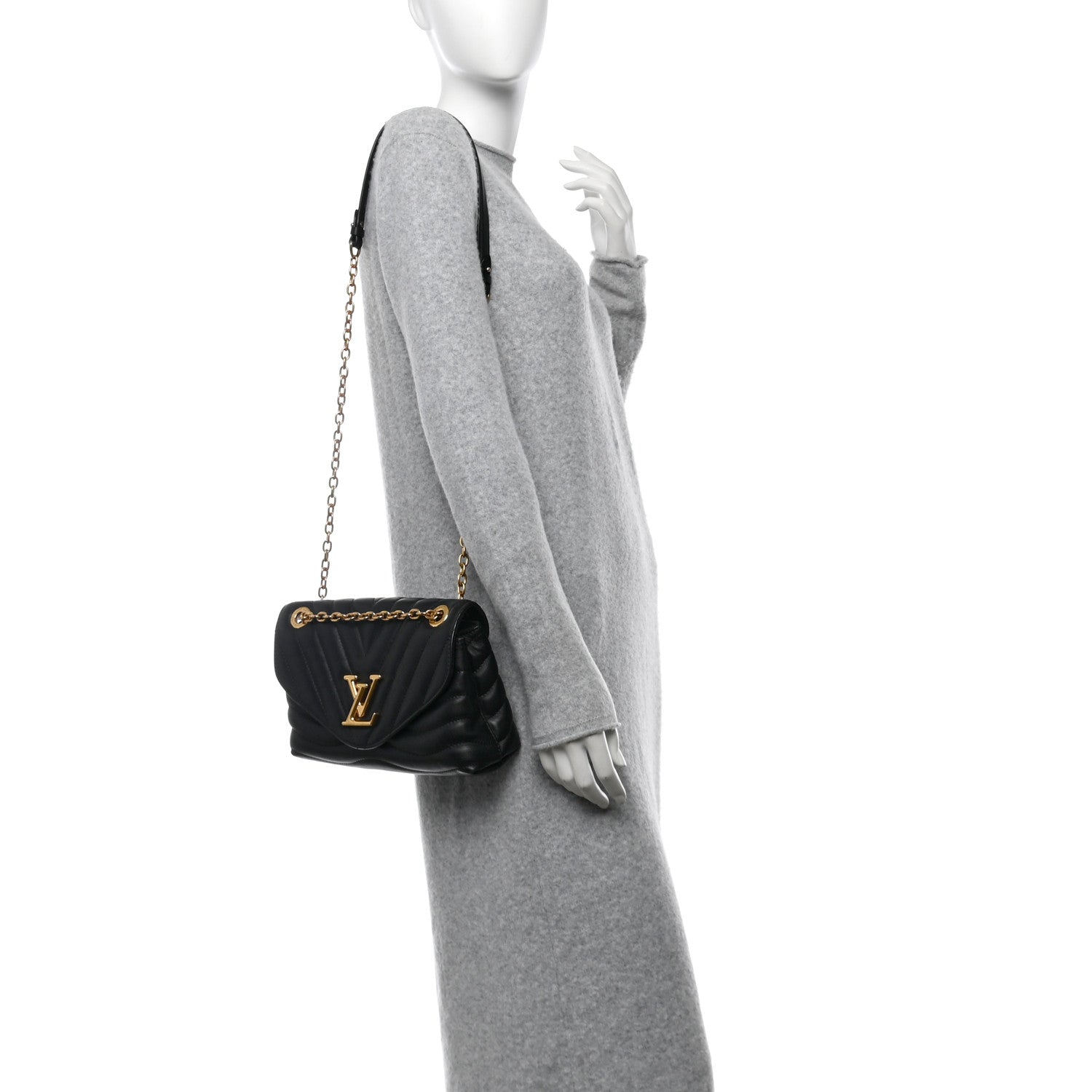 Louis Vuitton Calfskin New Wave Chain Bag MM NM Black 2 of 11