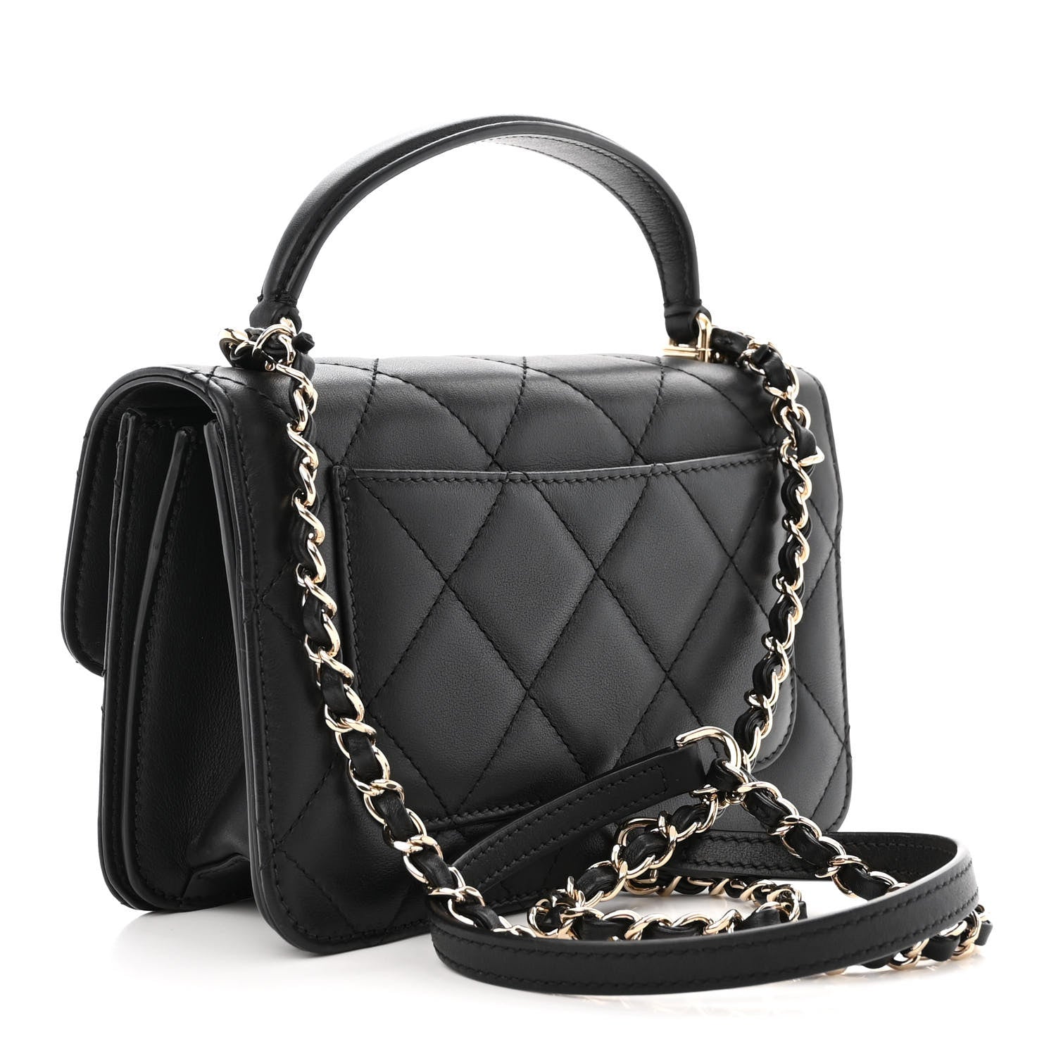 Chanel Calfskin Quilted Small Top Handle Flap Black 3 of 15