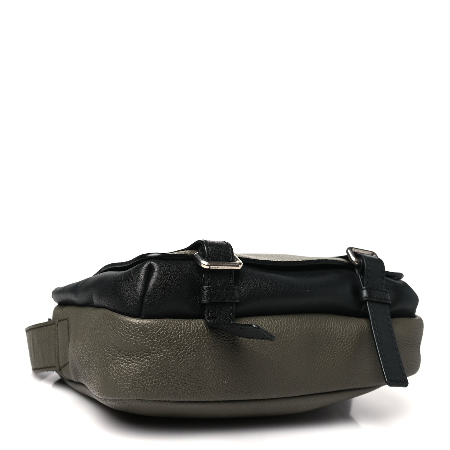 Soft Grained Calfskin XS Military Messenger Bag  Khaki Green Black