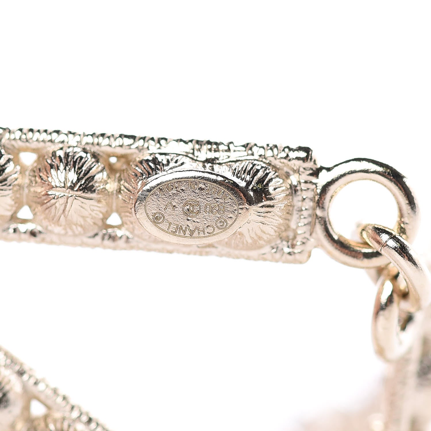 Chanel Crystal Cha-Nel Logo Drop Earrings Gold 3 of 5