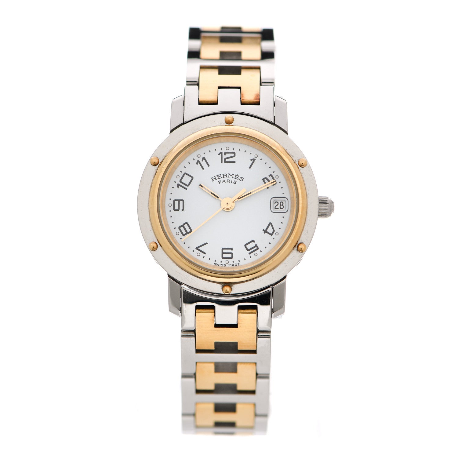 Hermes Stainless Steel 24mm Clipper Quartz Watch Gold 1 of 8