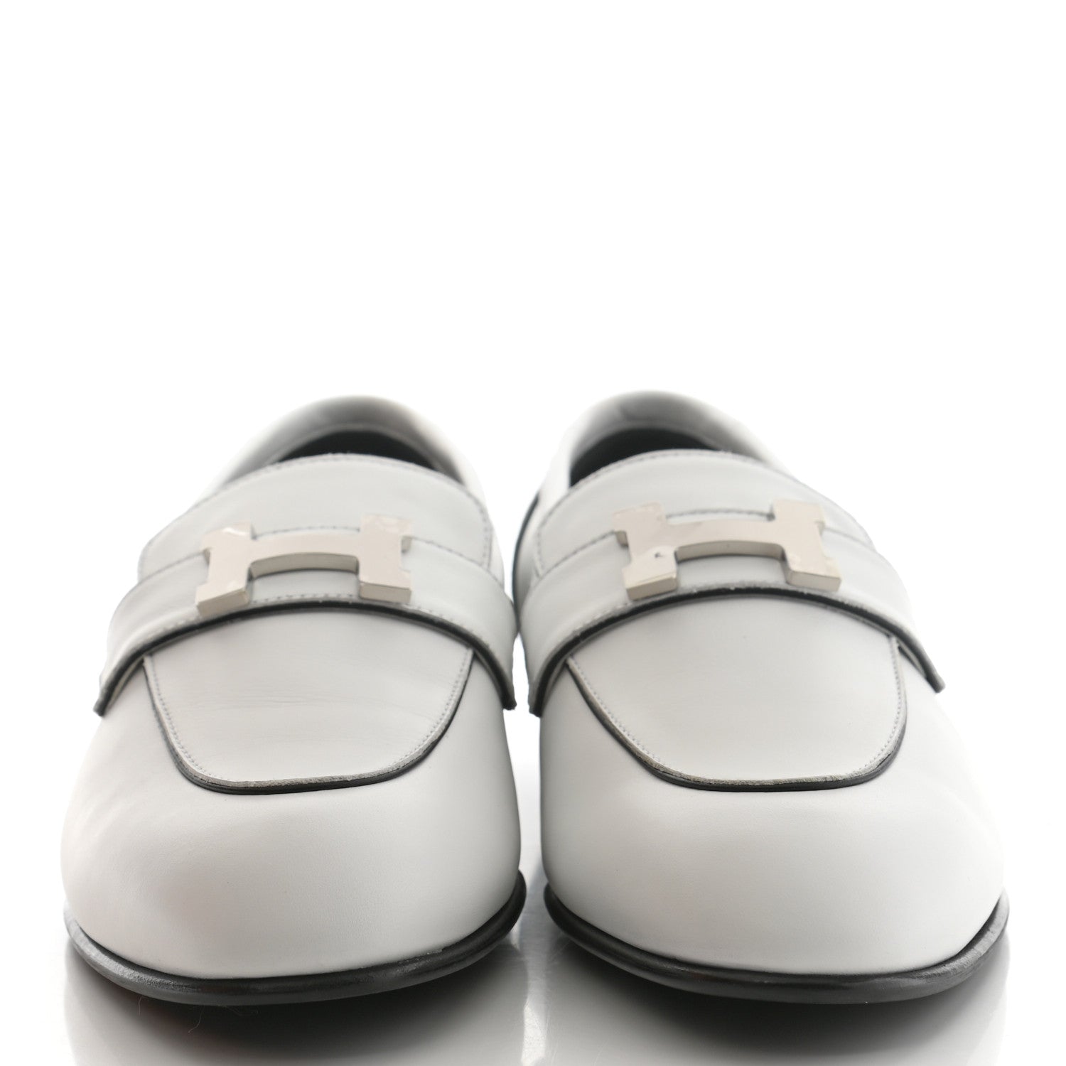 Hermes Calfskin Womens Paris Loafers 38 White 2 of 9