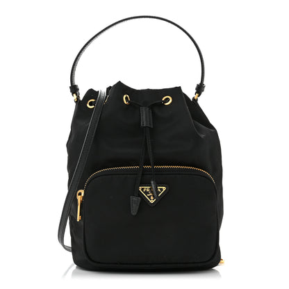Prada Saffiano Tessuto Nylon Mini Bucket Crossbody Bag Black 1 of 10