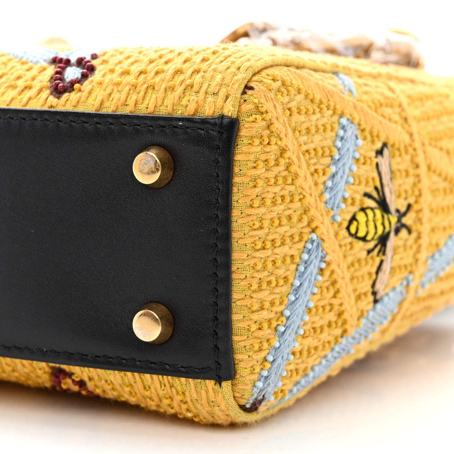 Christian Dior Canvas Embroidered Swords Mini Lady Dior Yellow Multicolor 10 of 11
