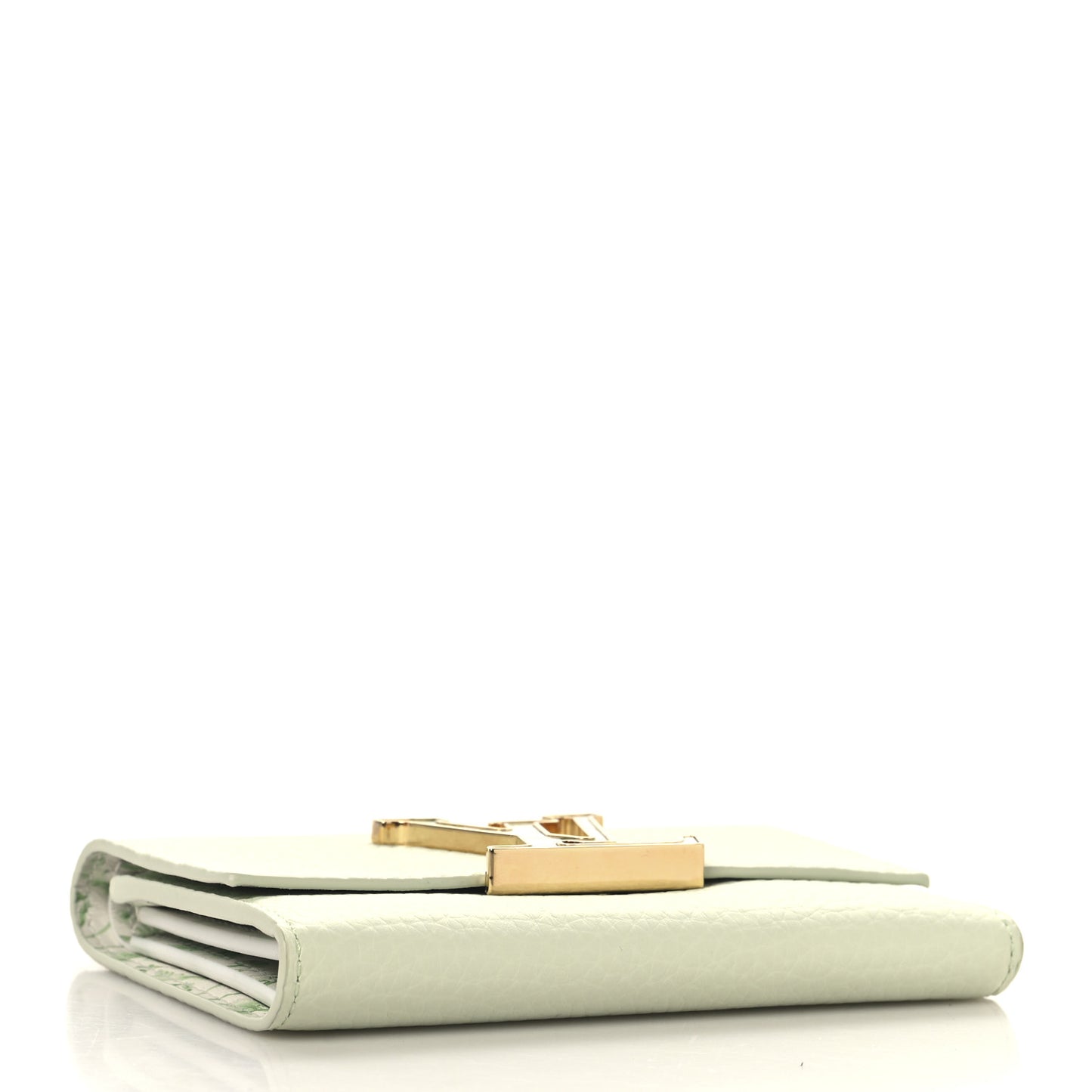 Taurillon Karung Capucines Compact Wallet Vert D'eau Green